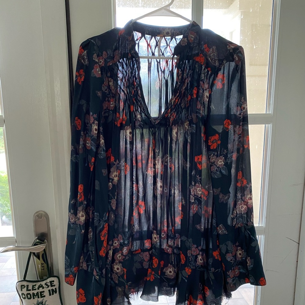 Free people navy blue floral tunic